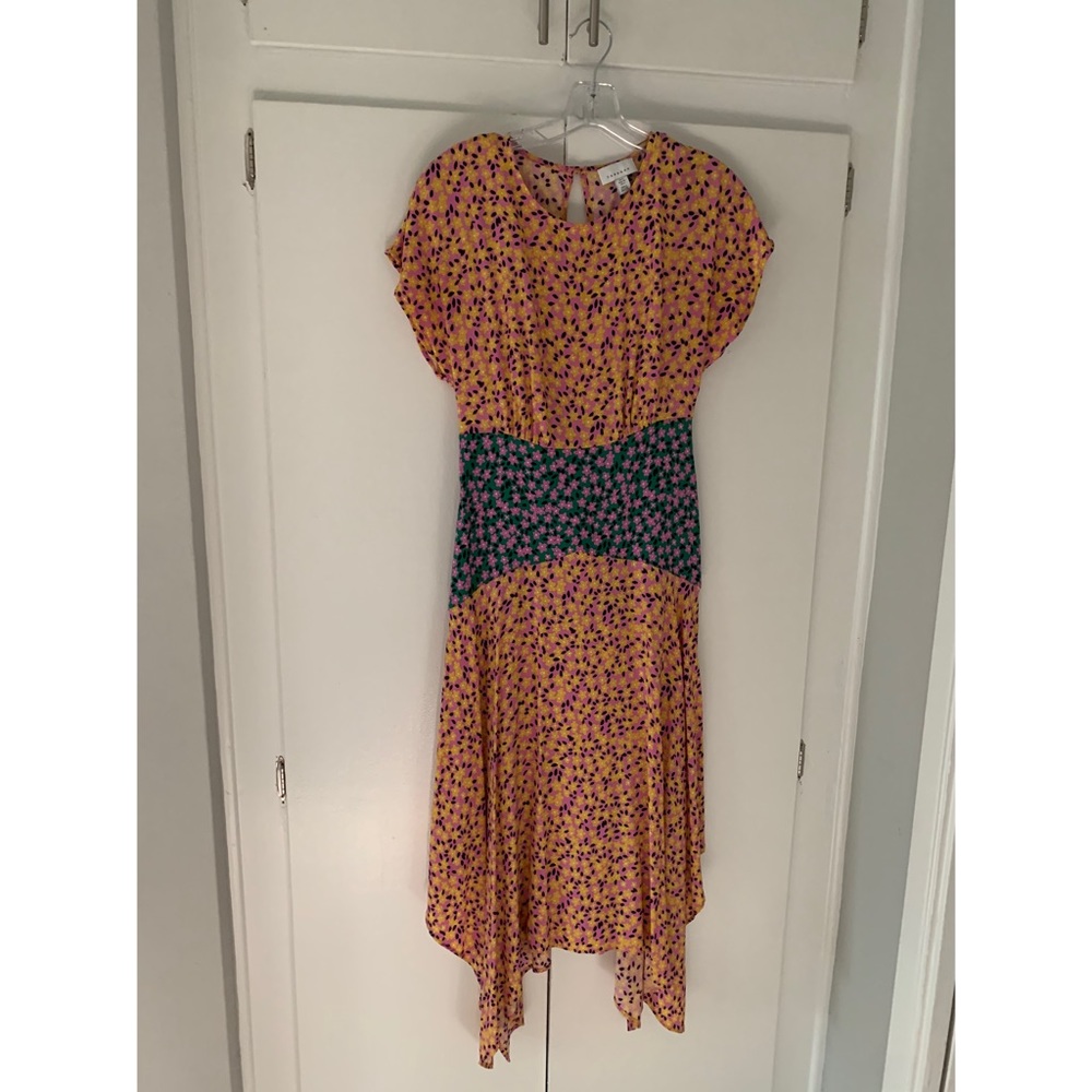 Topshop size US 2 midi color block floral dress